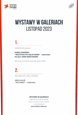 plakat planu wystaw w ośrodku kultury listopad 2023