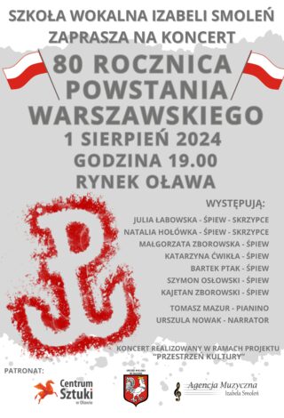 plakat koncertu - 80 rocznica powstania warszawskiego